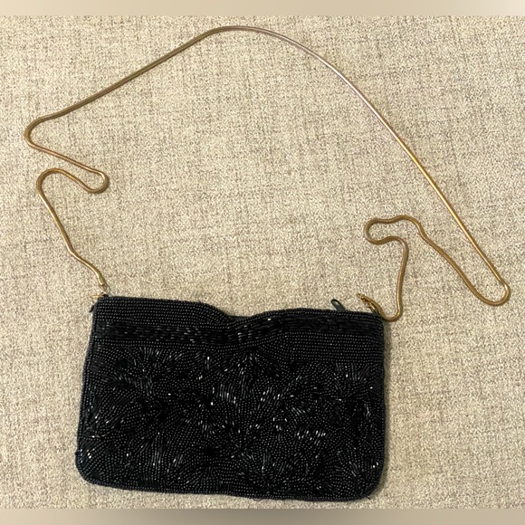 VINTAGE ANDRE CELLINI Black Beaded Shoulder Bag - Picture 1 of 7